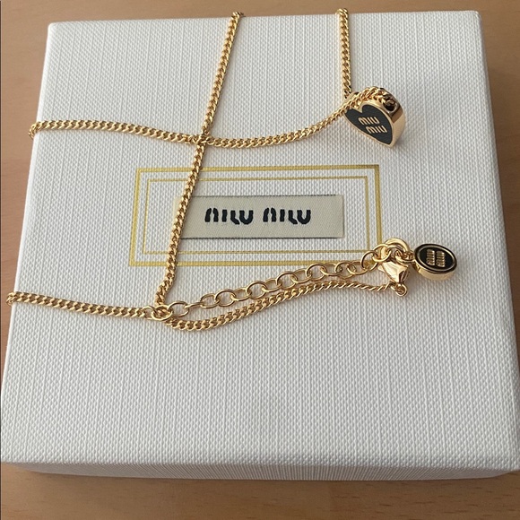 Miu Miu Gold Heart Charm Necklace - Picture 2 of 7